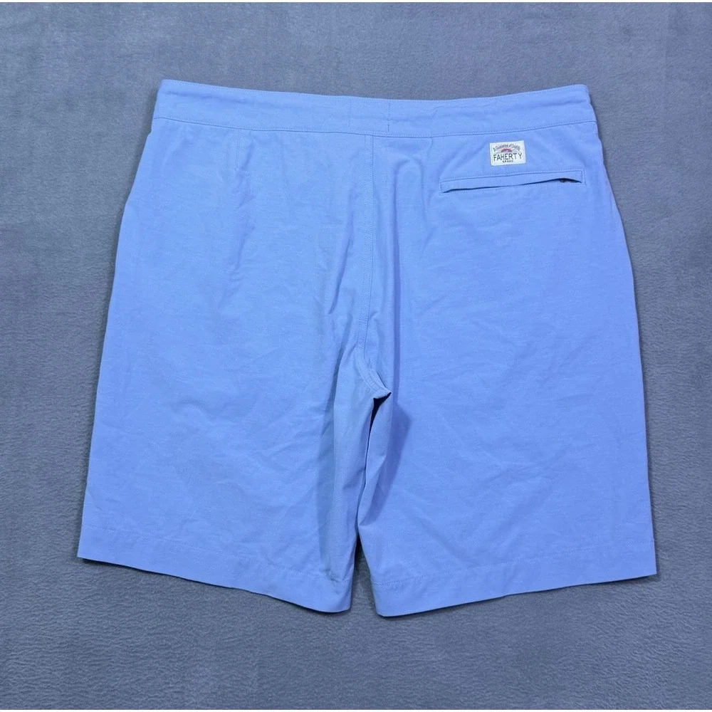 Faherty Shorts Mens 35 Baby Blue All Day Shorts Drawstring Athleisure Golf